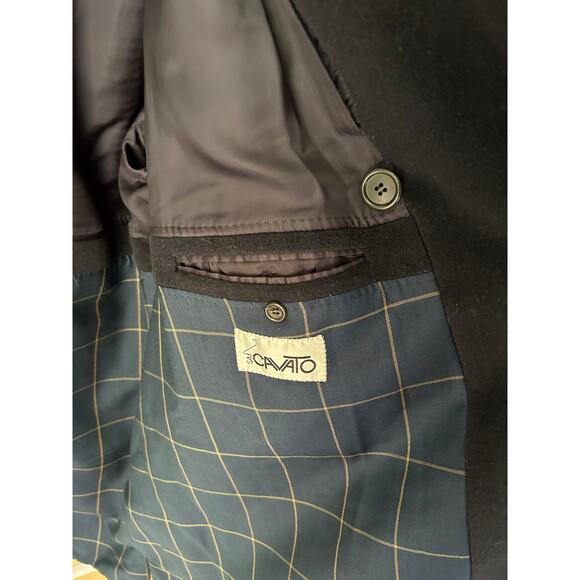 Canali Made In Italy Pure Wool Black Coat Size 60R - Picture 6 of 10